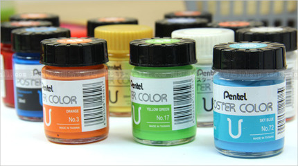 日本Pentel派通30ml广告画颜料 金银水粉与荧光色彩的艺术创新